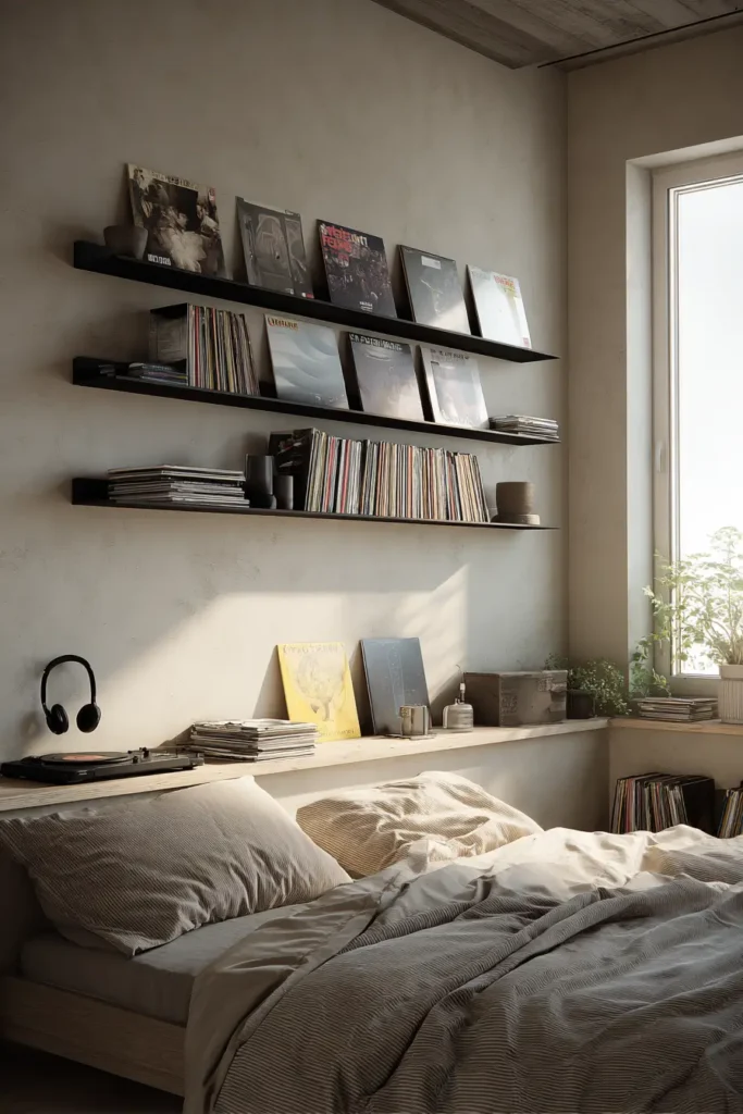 Floating Shelves for Rotating Album Displays