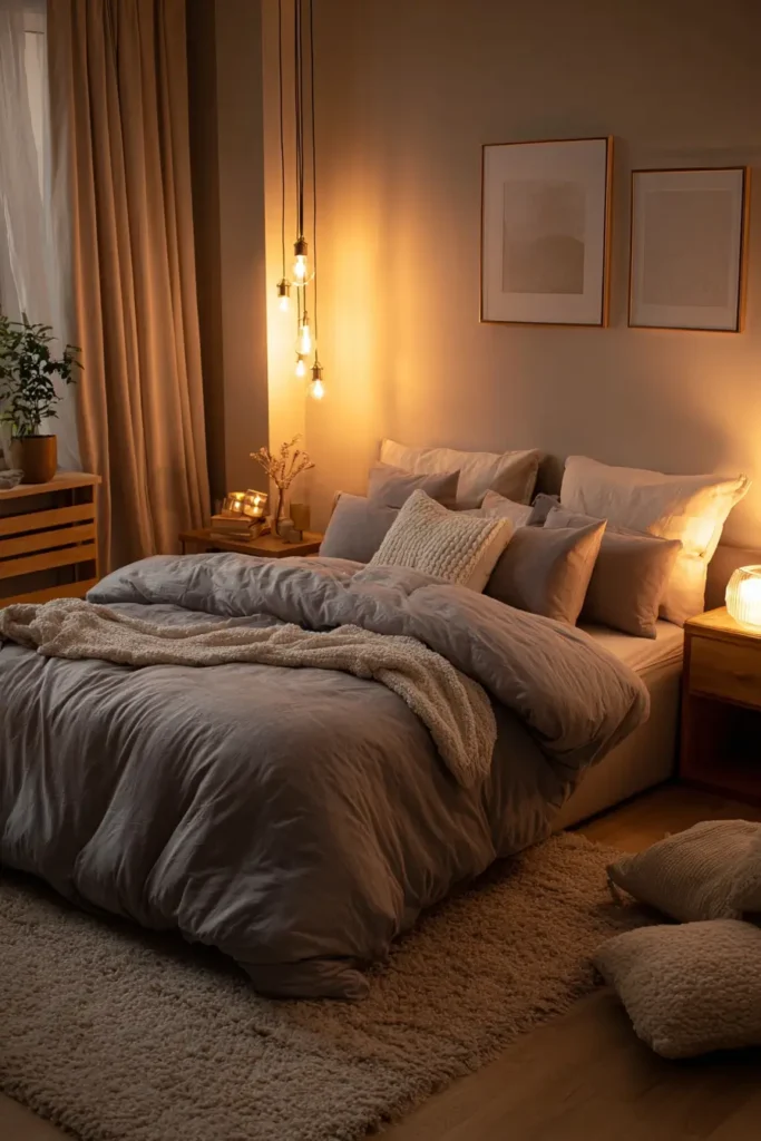 Gray Comforters with Layered Neutrals