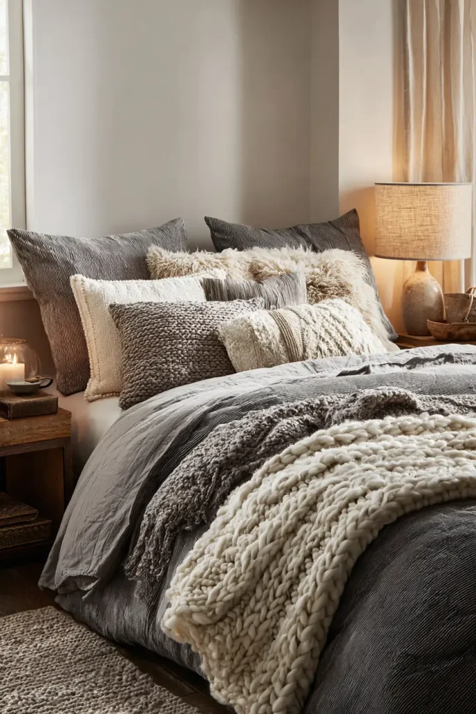 Gray Comforters with Layered Textures