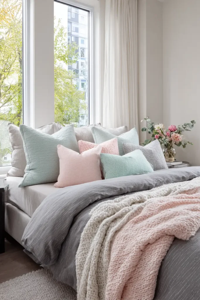 Gray Comforters with Pastel Accents