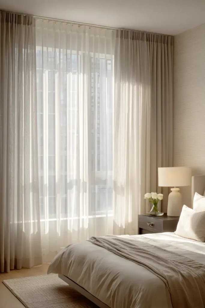 Layered Curtains for Stylish Closet Doors