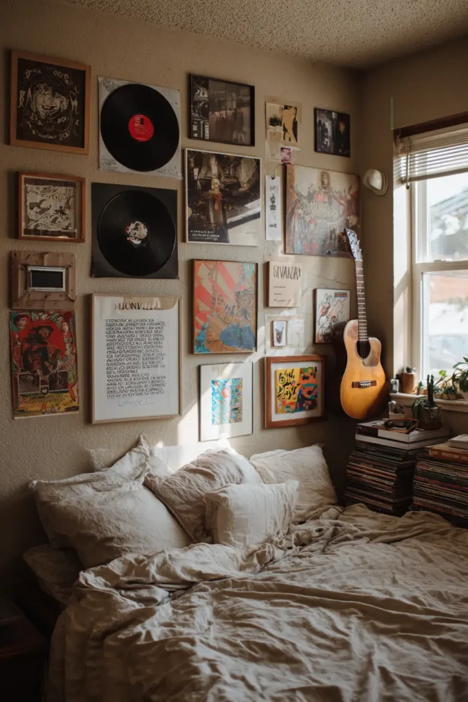 Music Gallery Walls That Mix Albums and Personal Art