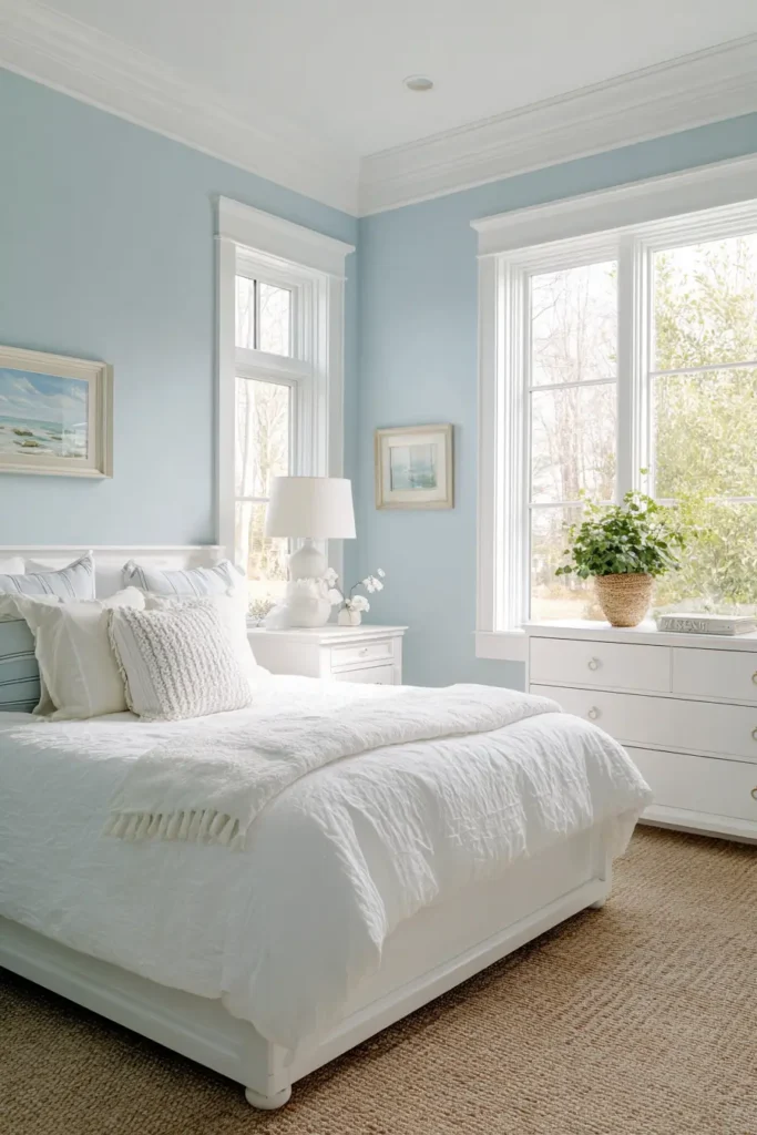 Powder Blue Walls with White Trim