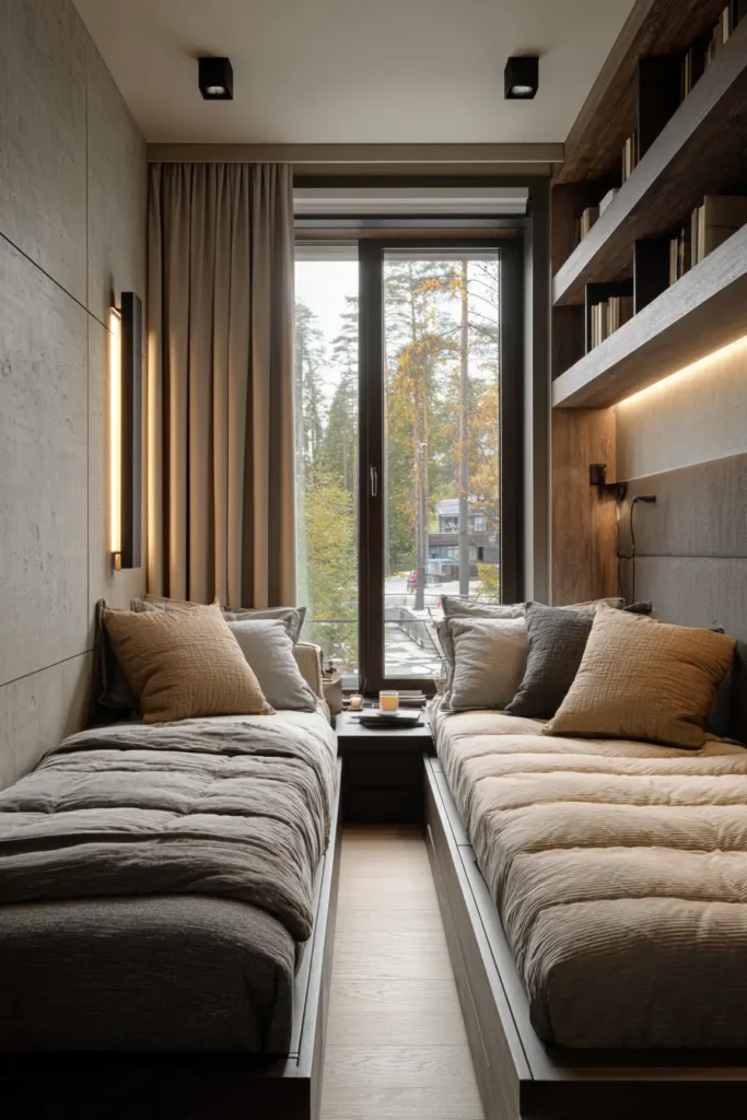 Small Twin Bedrooms That Use Vertical Space