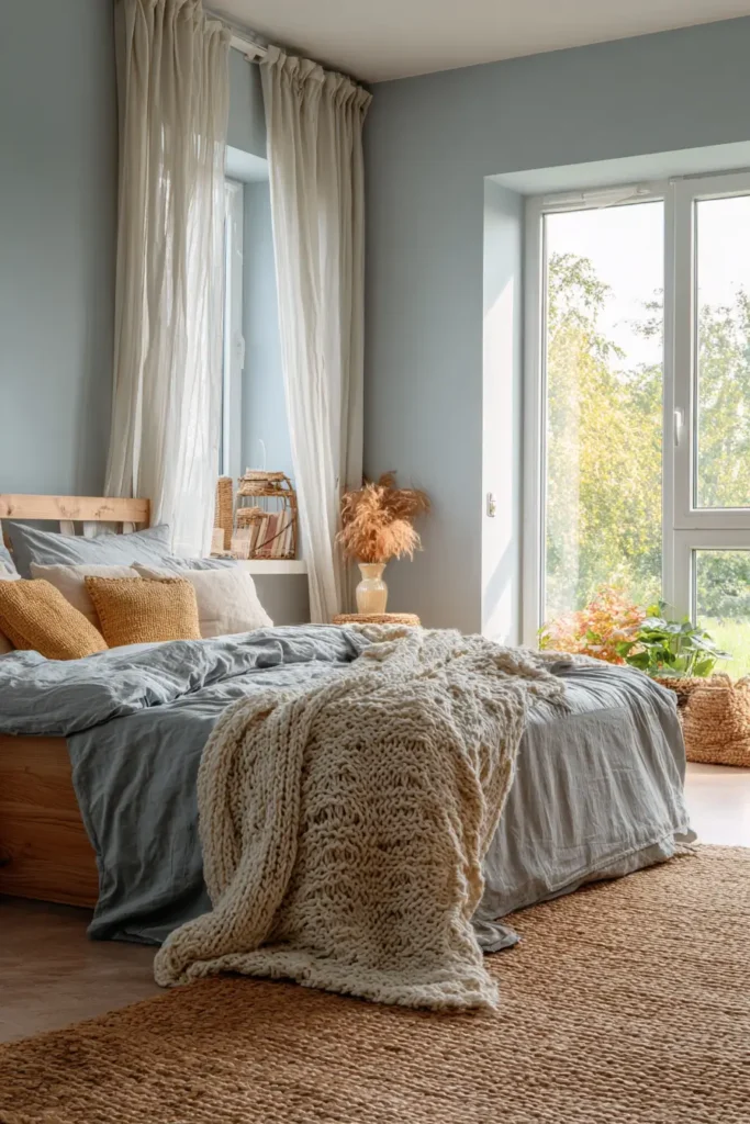Soft Blue Walls with Warm Textures