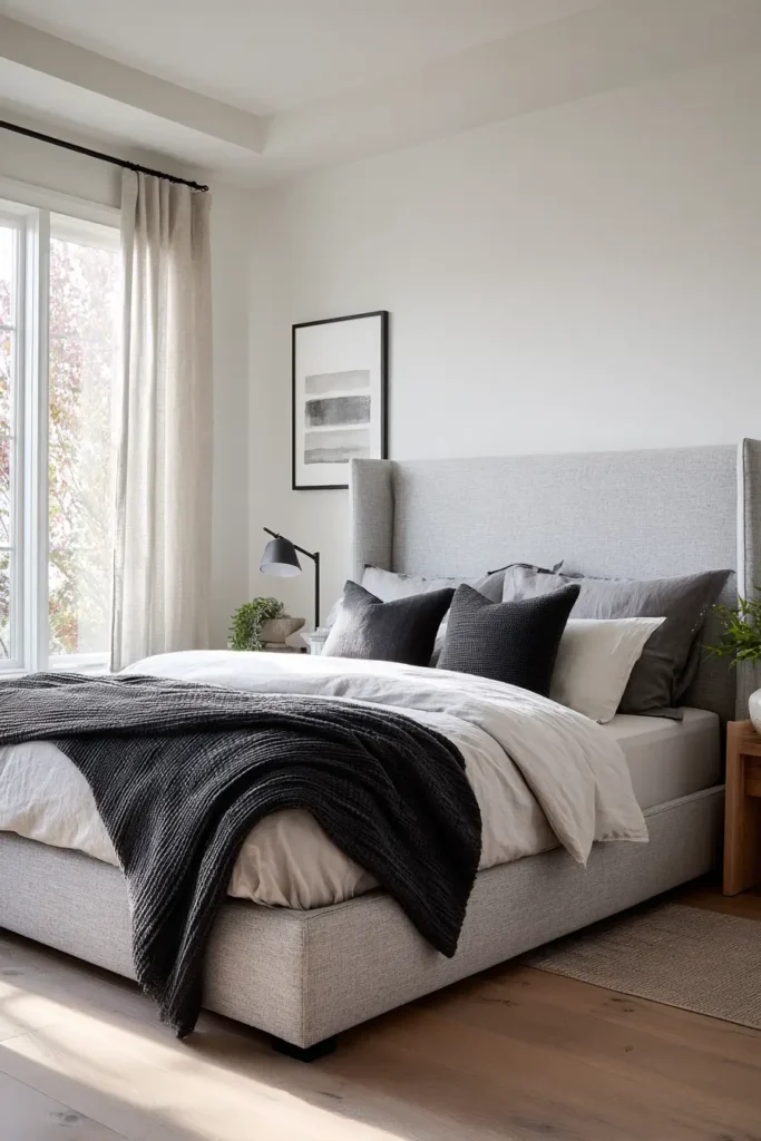 Upholstered Beds in Soft Gray Tones