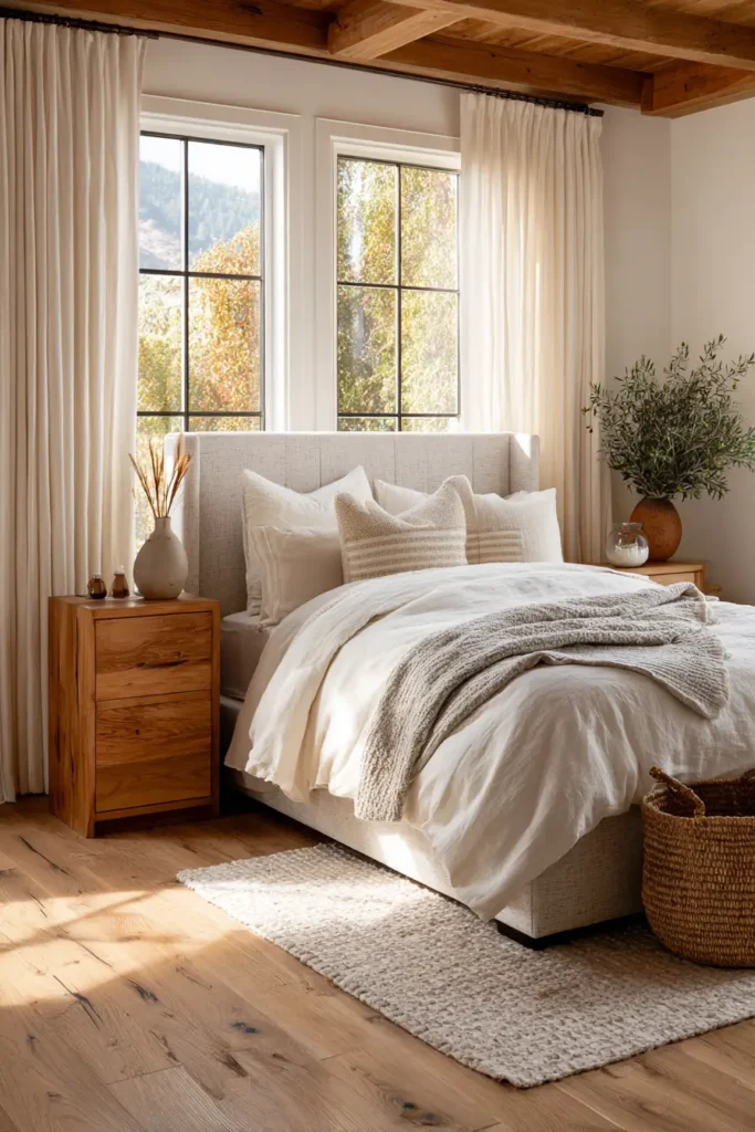Upholstered Beds with Wooden Accents