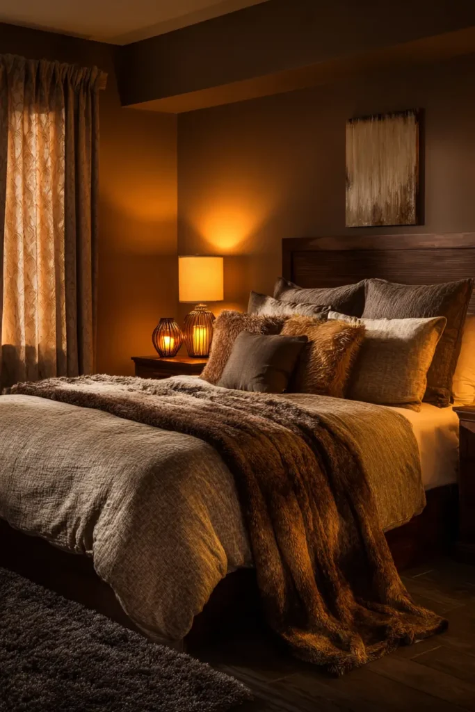 Warm Brown Walls for Cozy Nighttime Comfort