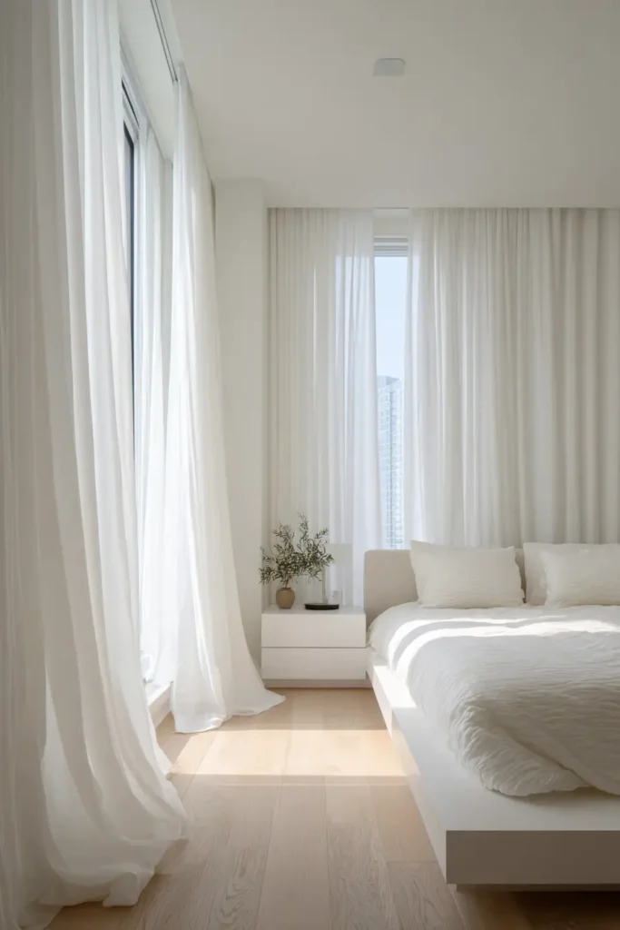 White Curtains for Clean and Calm Bedrooms
